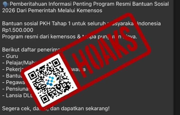 Klarifikasi hoaks tautan bantuan sosial PKH tahap 1 Kemensos 2026 yang beredar di Telegram