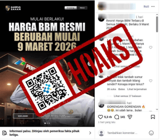 Klarifikasi hoaks harga BBM naik pada 9 Maret 2026 yang beredar di media sosial