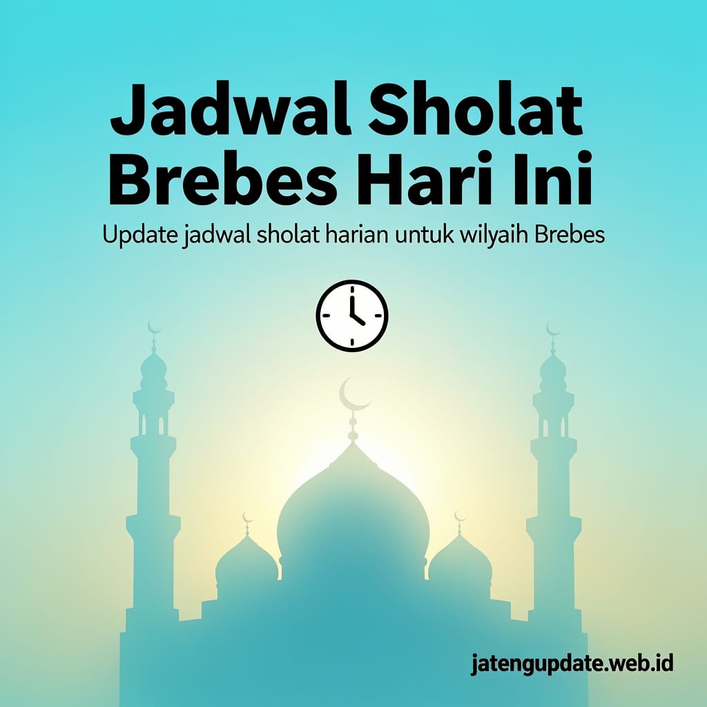 Jadwal sholat Brebes hari ini lengkap waktu Subuh Dzuhur Ashar Maghrib Isya