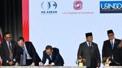 Presiden Prabowo Subianto menyaksikan penandatanganan 11 MoU Indonesia AS senilai 38,4 miliar dolar di Washington DC