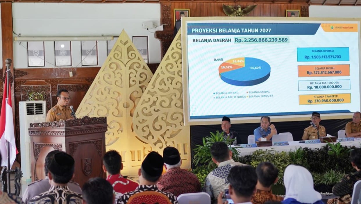 Bupati Sragen Sigit Pamungkas membuka Musrenbang Kabupaten Sragen 2027 di Pendopo Sumonegaran