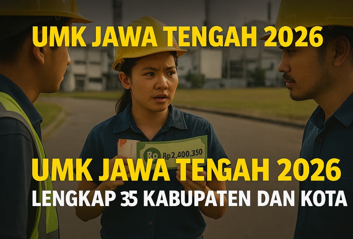 Daftar lengkap UMK Jawa Tengah 2026 untuk 35 kabupaten dan kota dari tertinggi hingga terendah
