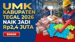 Infografis UMK Kabupaten Tegal 2026 yang naik menjadi Rp2.484.162 per bulan